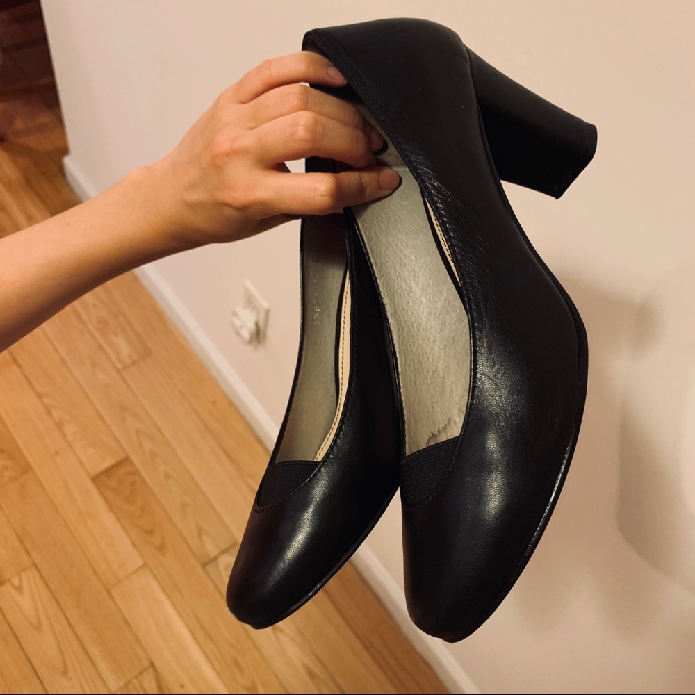 Black Leather Classic Heel